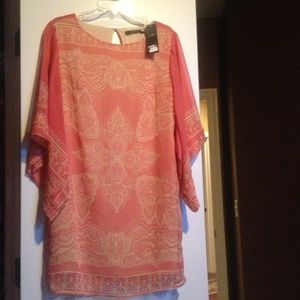 Coral and beige tunic dress